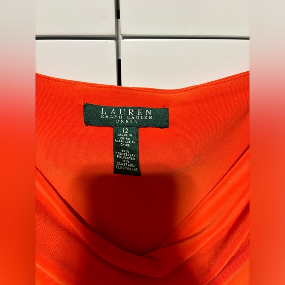 Ralph Lauren rushed lined dress EUC- size 12 orange - Picture 2 of 2